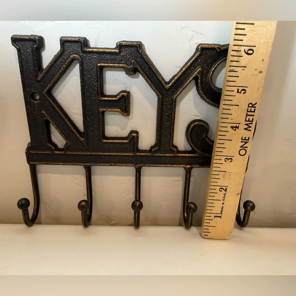 5 Key Holder Cast Iron Metal‎ Black Decorative Farmhouse Rustic Wall Mount